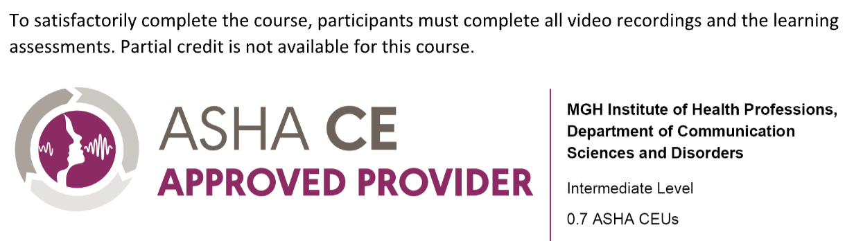 ASHA ce approved provider 0.7 ASHA CEUs