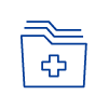 Illustration of a stack of folders with a medical cross on it