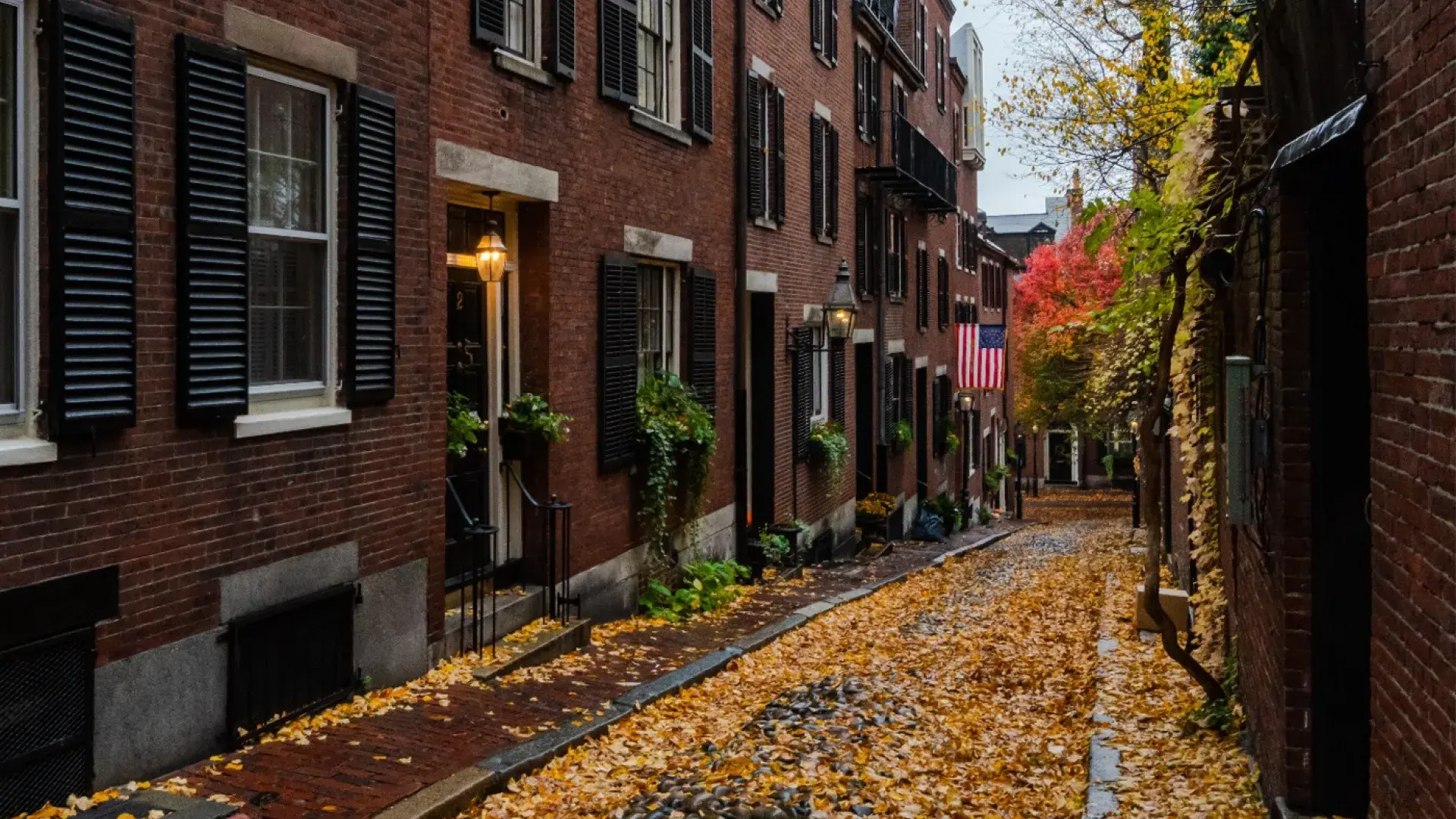 Boston side street during the fall foliage