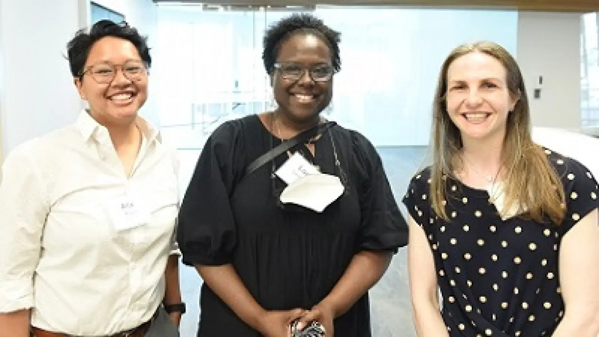Class of 2021 speech-language pathology graduates Alix Rubio (left) and Eileen Miglio (right) with 2021 CAS graduate Lorie Simmonds