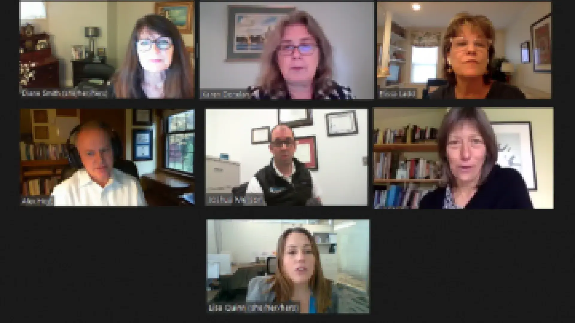 left to right, first row) Diane Smith, Karen Donelan, Elissa Ladd (second row) Alex Hoyt, Joshua Merson, Kathy Simmonds (bottom) Lisa Quinn