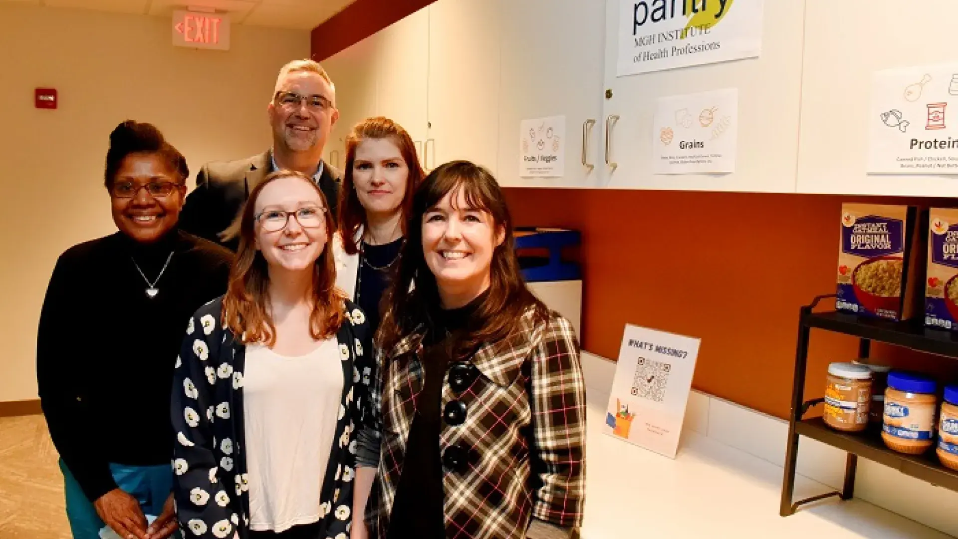l-to-r: Phyllis Wallace, Mike Boutin, Kira Kearney, Luella Benn, and Jessica Bell at the IHP Community Pantry.