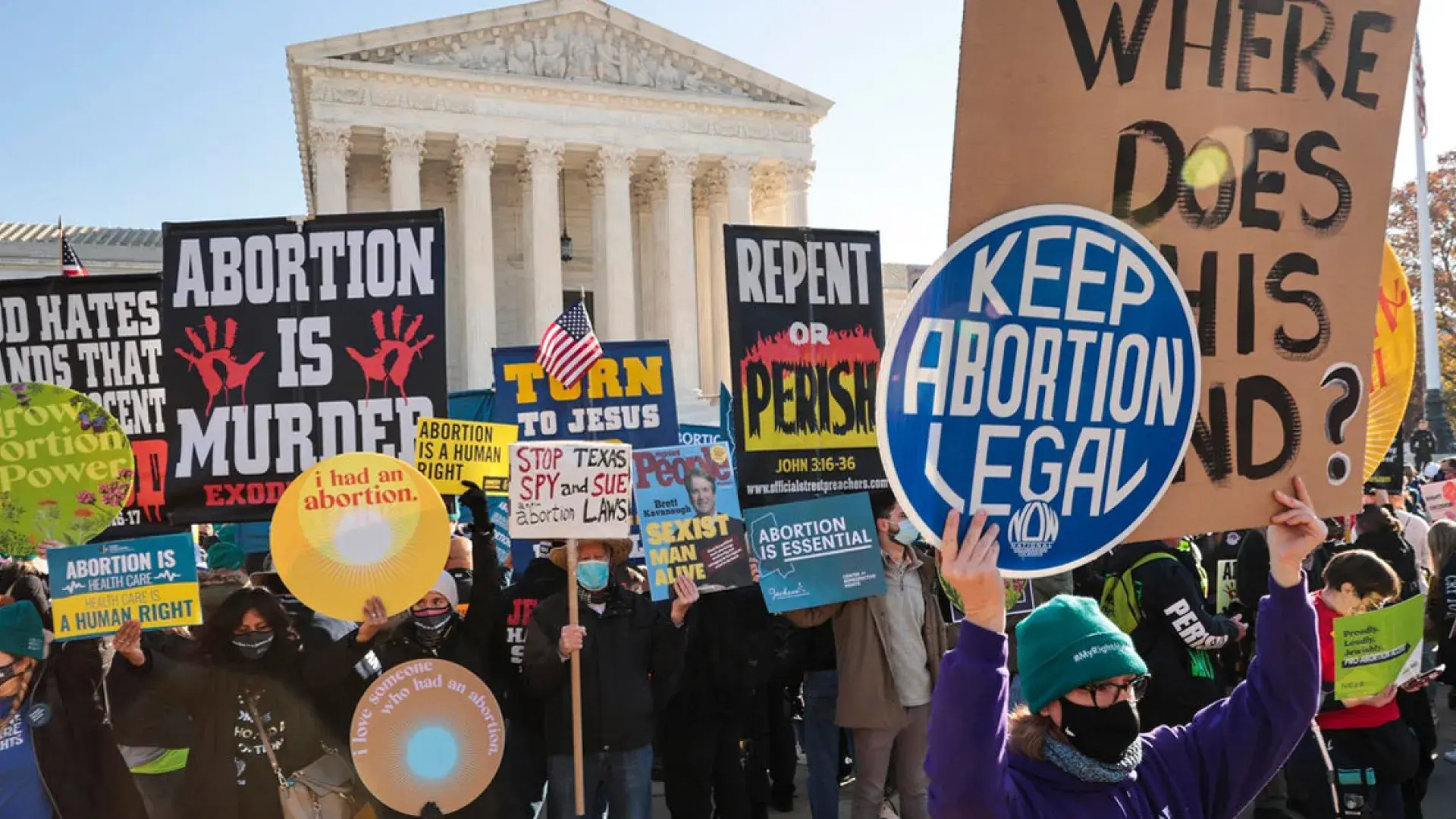 Photo of protest about Roe v. Wade
