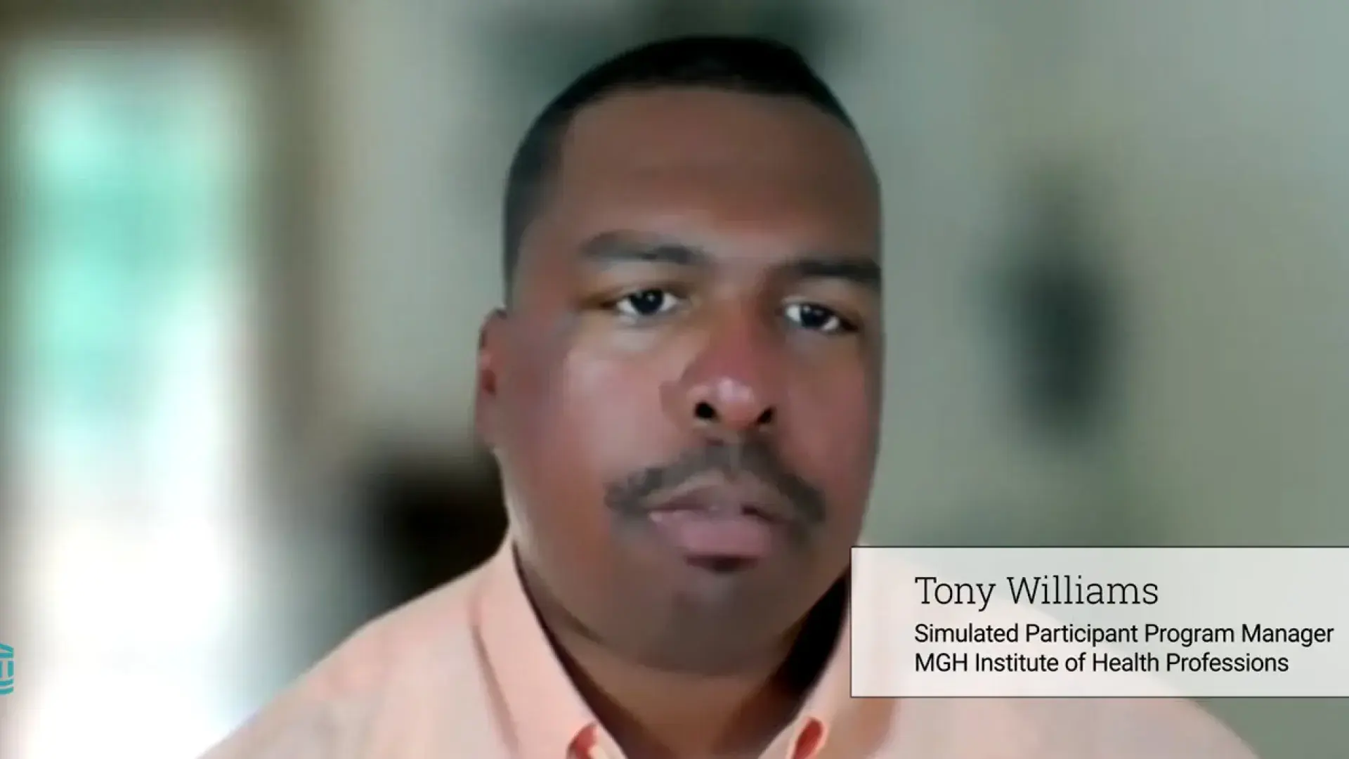 screengrab of tony with the words tony williams simulated participant program manager