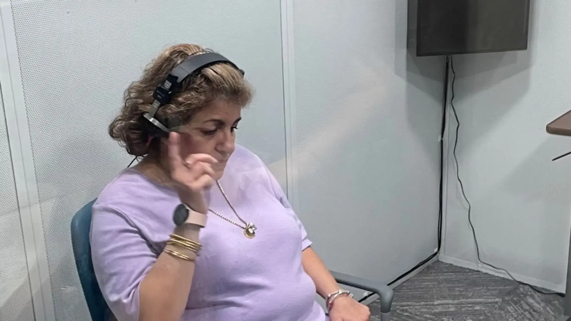 Woman listening with headphones