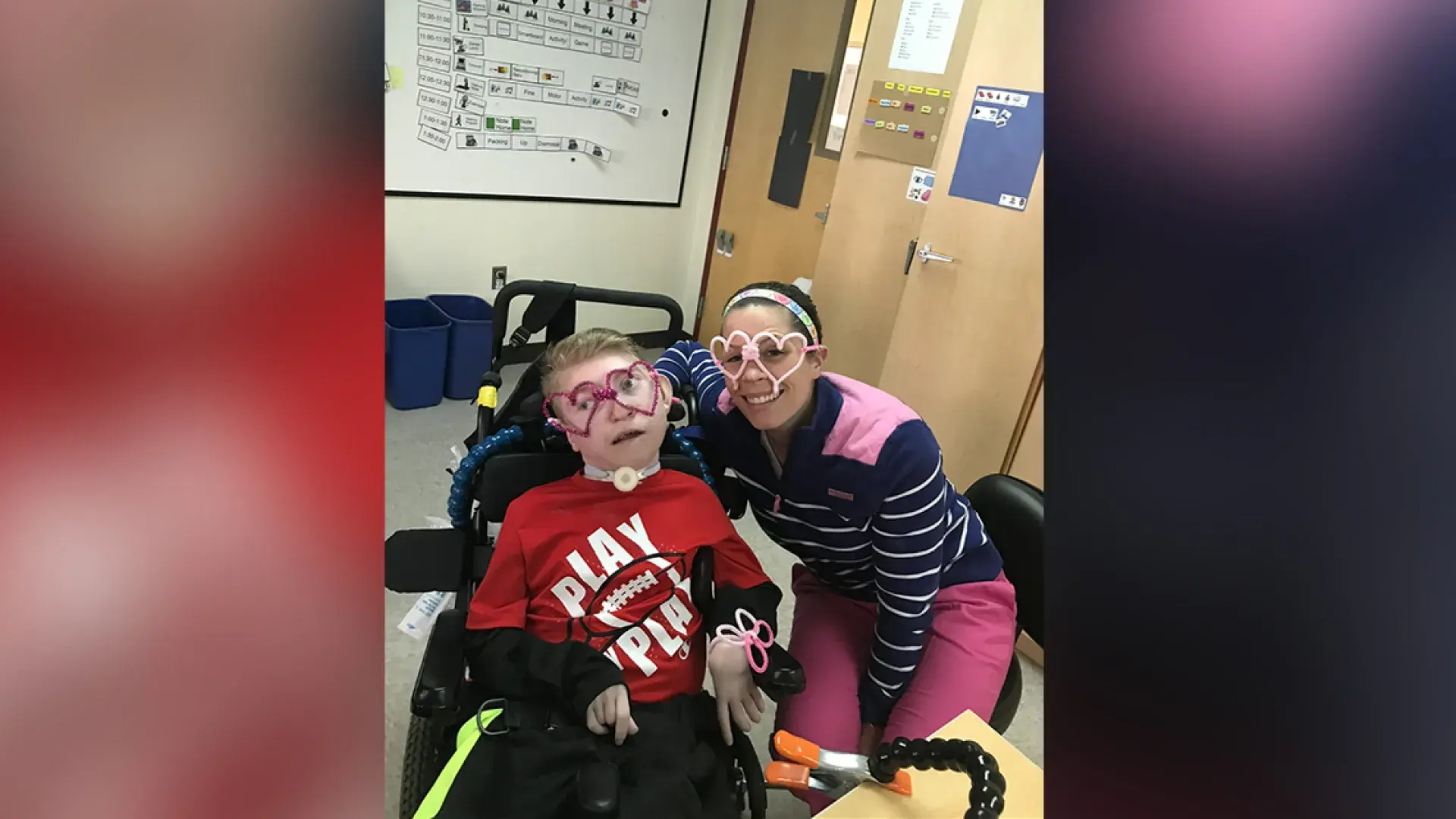 woman and boy in wheelchair