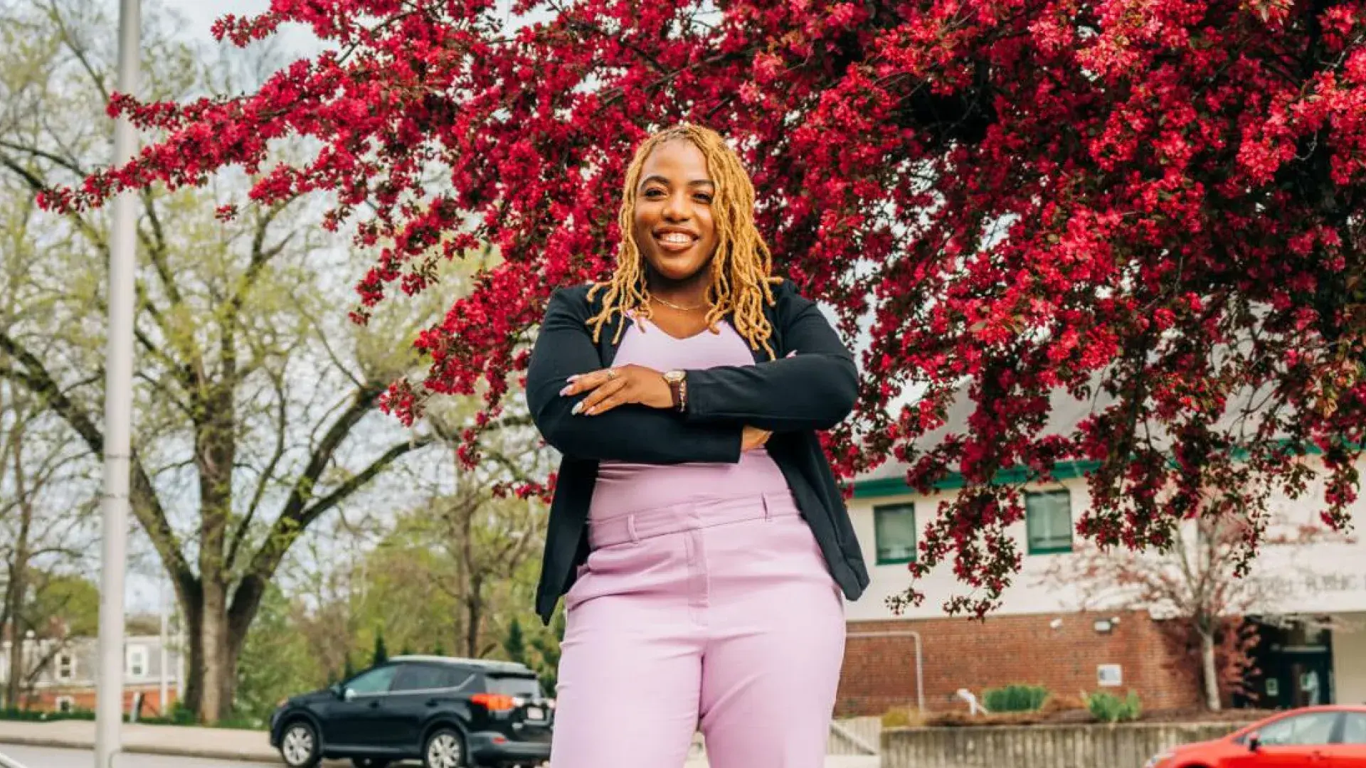 Woman standing and smiling