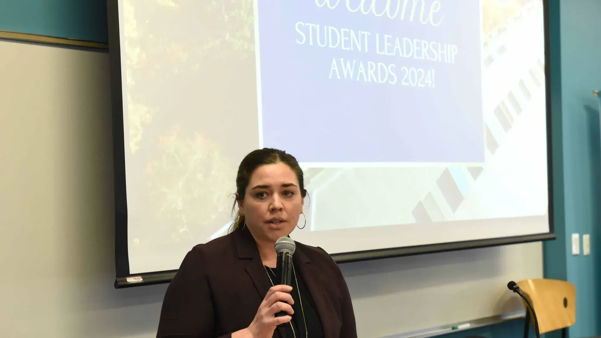 Person addresses audience