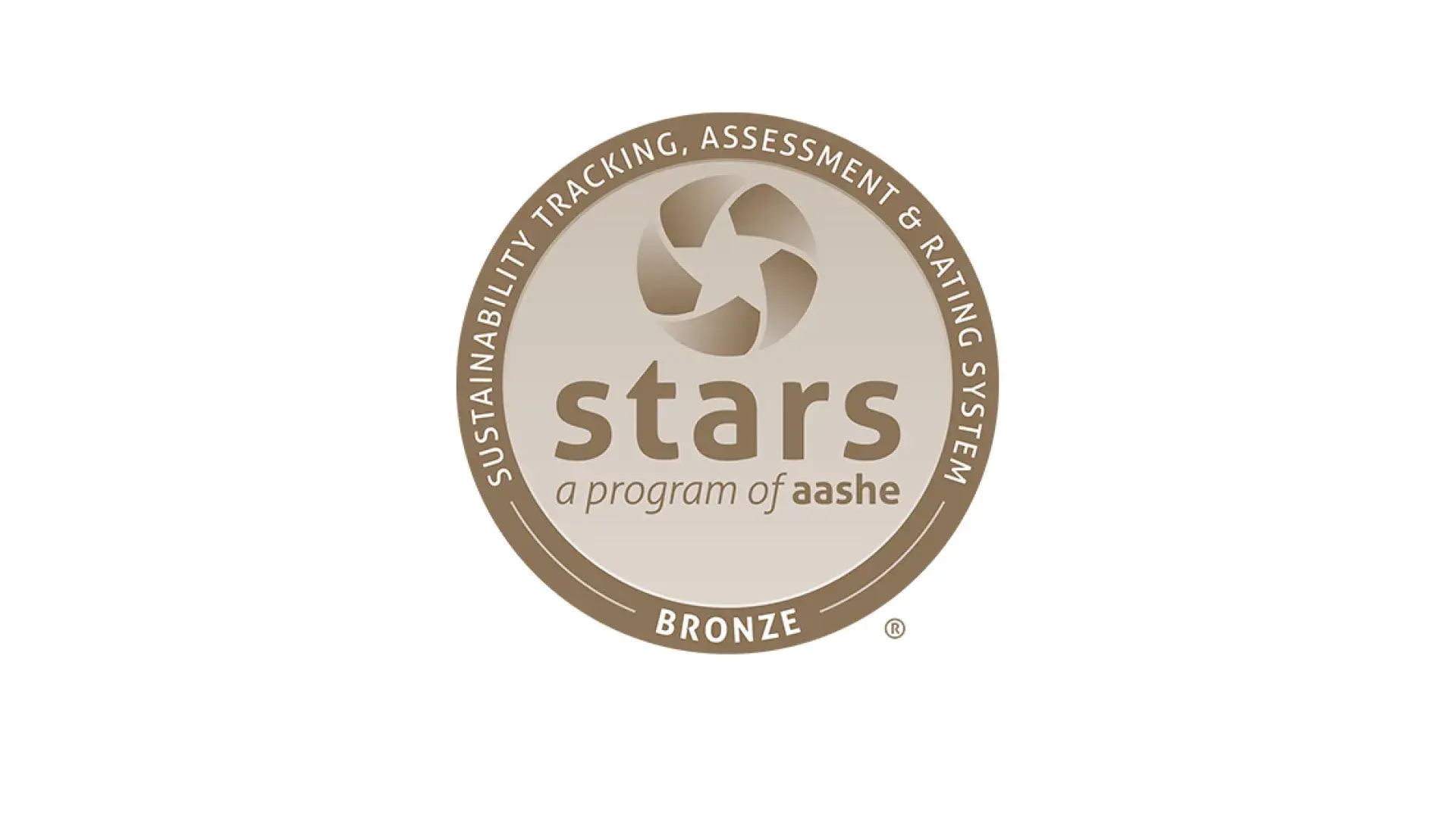 brown circle says stars: sustainability, tracking, assessment and rating system, a program of AASHE bronze