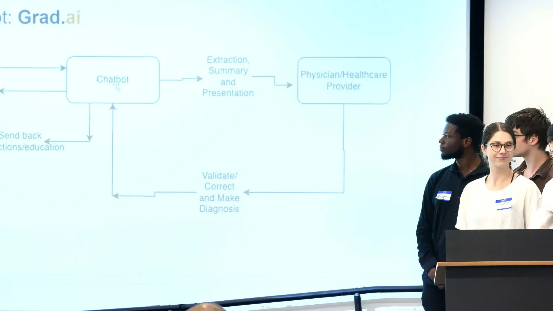 People talking at a podium