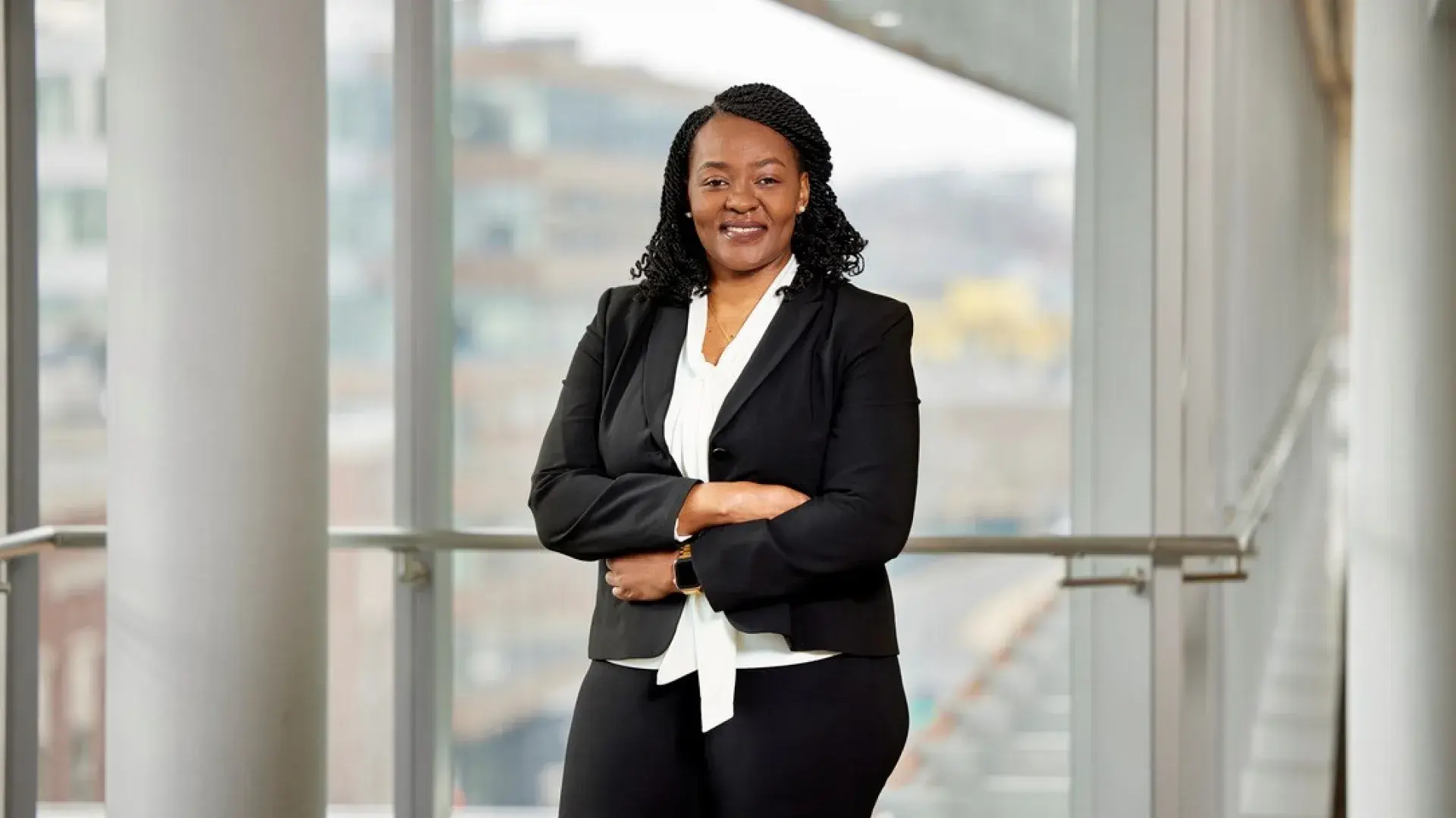 Confident professional in a suit representing leadership in speech language pathology