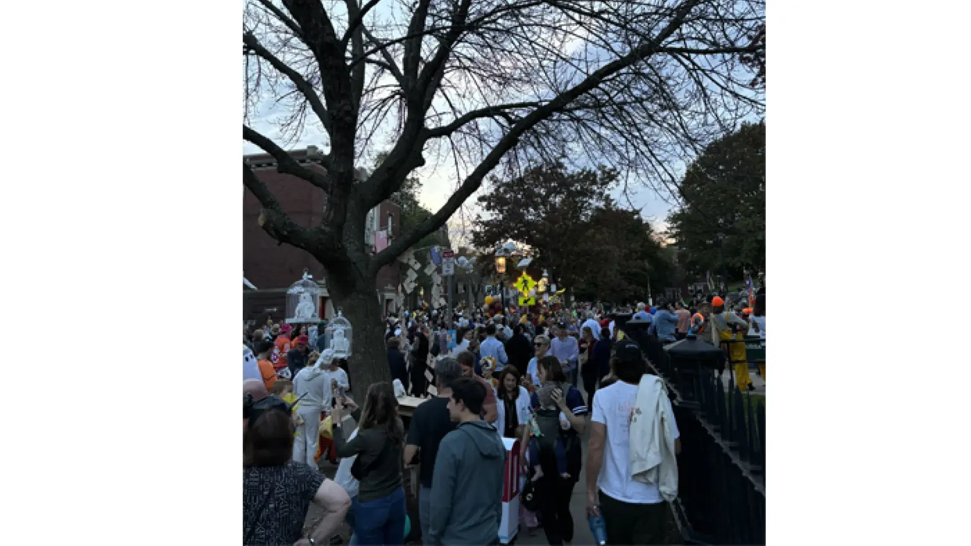 A crowd of people wearing costumes
