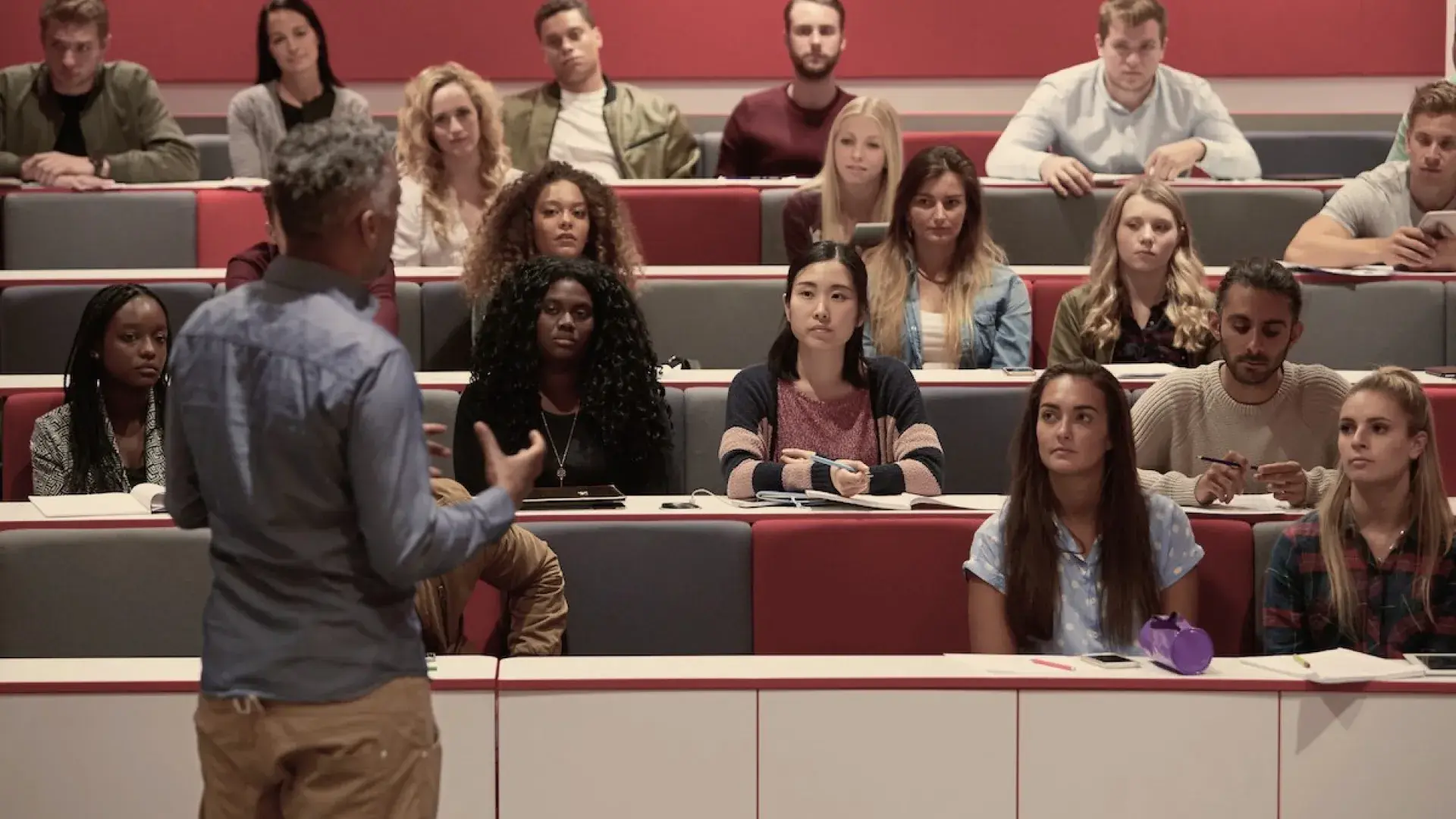 a man presents in a classroom