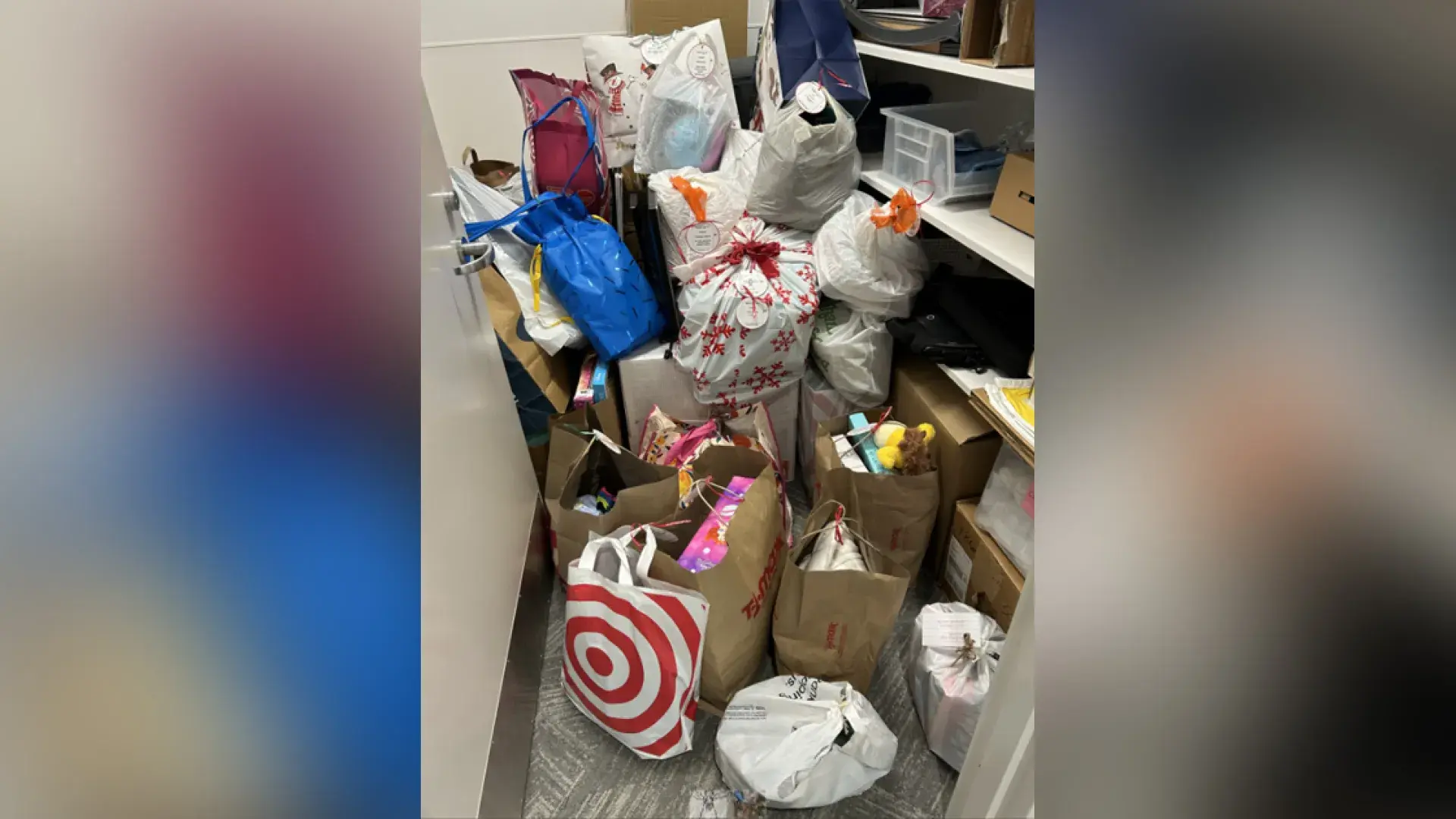 bags of gifts and toys