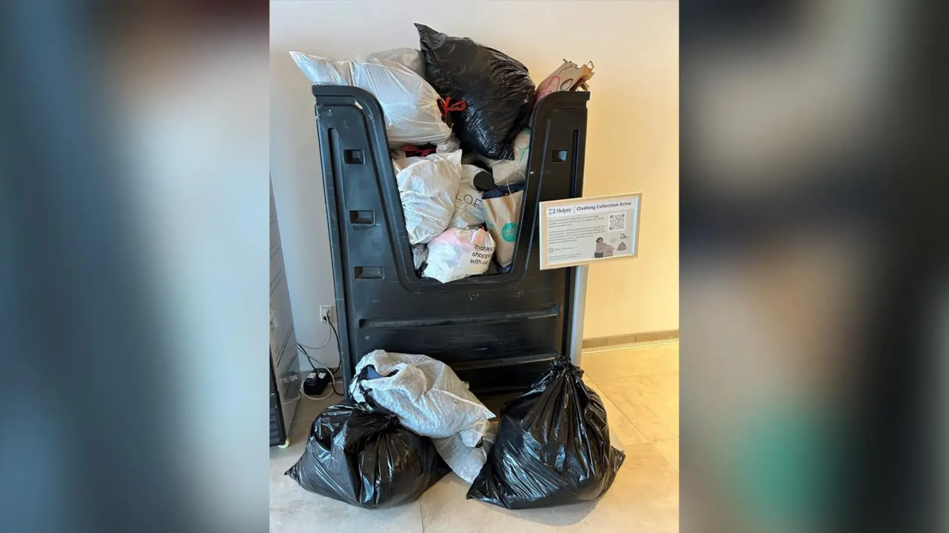 Plastic Bags are piled in a bin