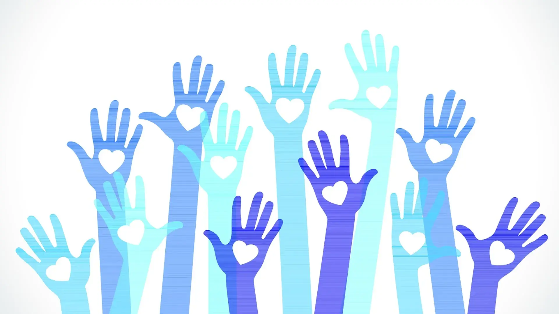 blue hand illustrations with hearts