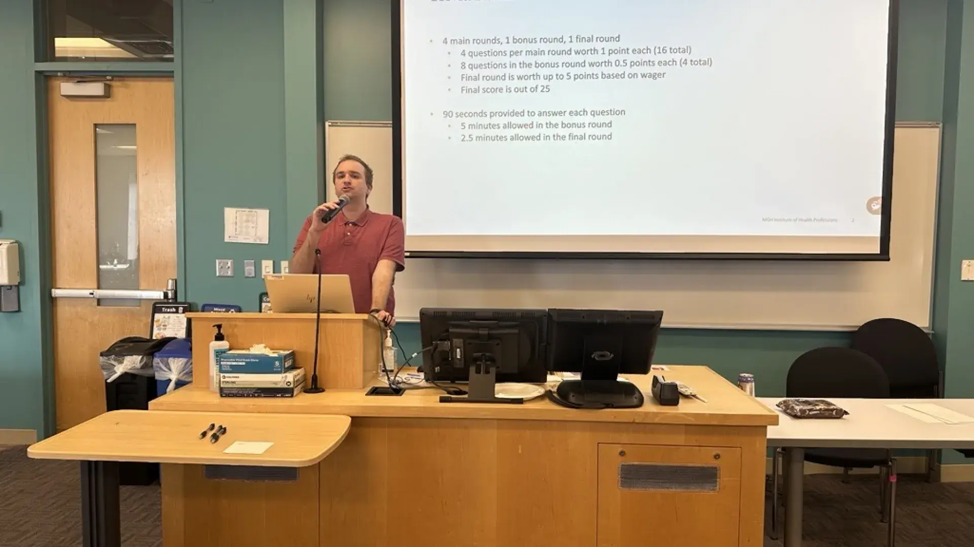 Man in front of screen