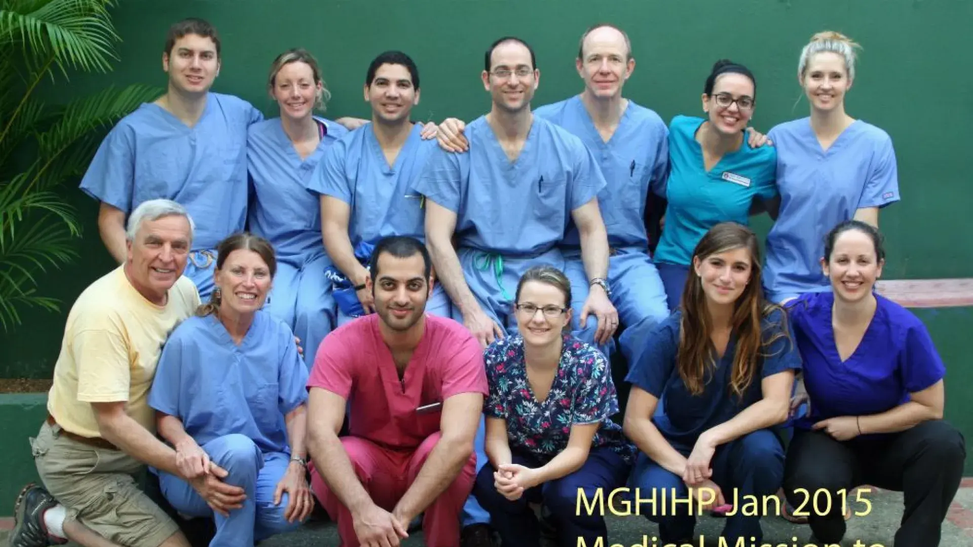 A group of people waring hospital scrubs