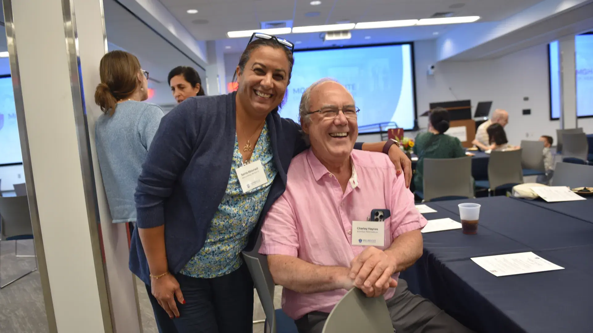 A photo of two people. 