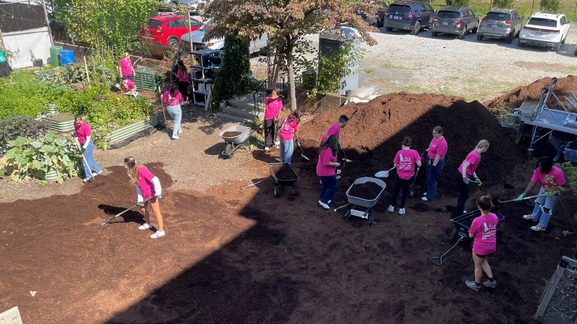 student volunteering at urban farm 