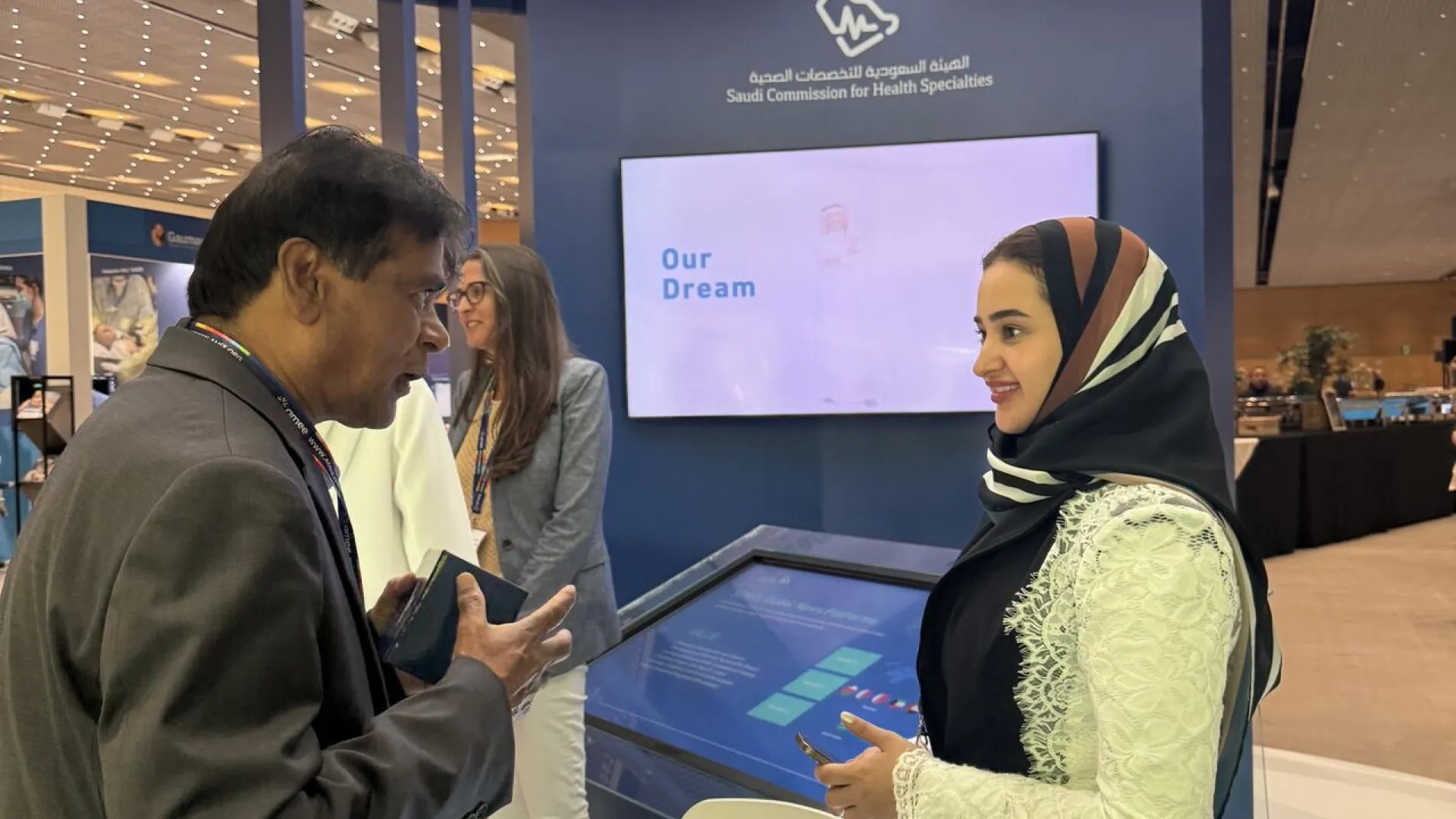 Man talking to woman 