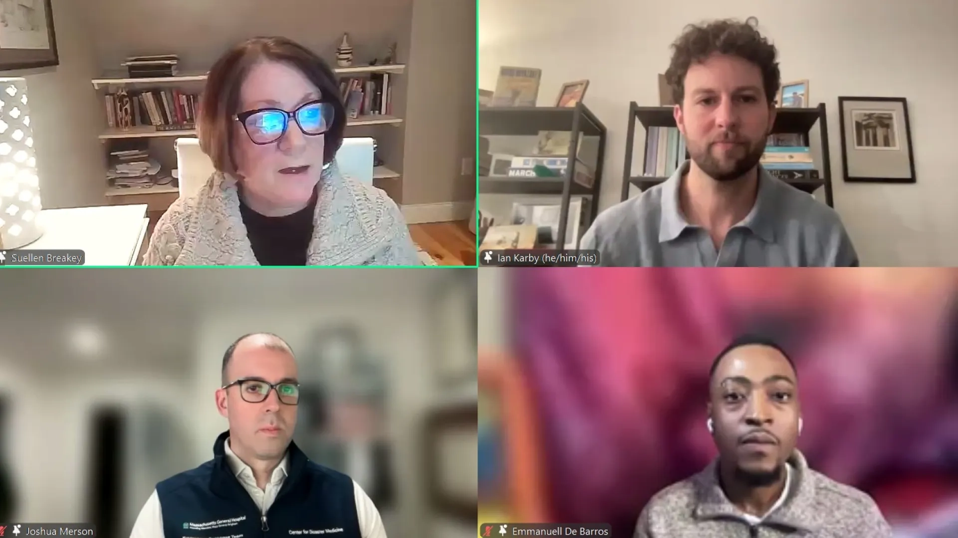 Group of 4 photos of people on screens