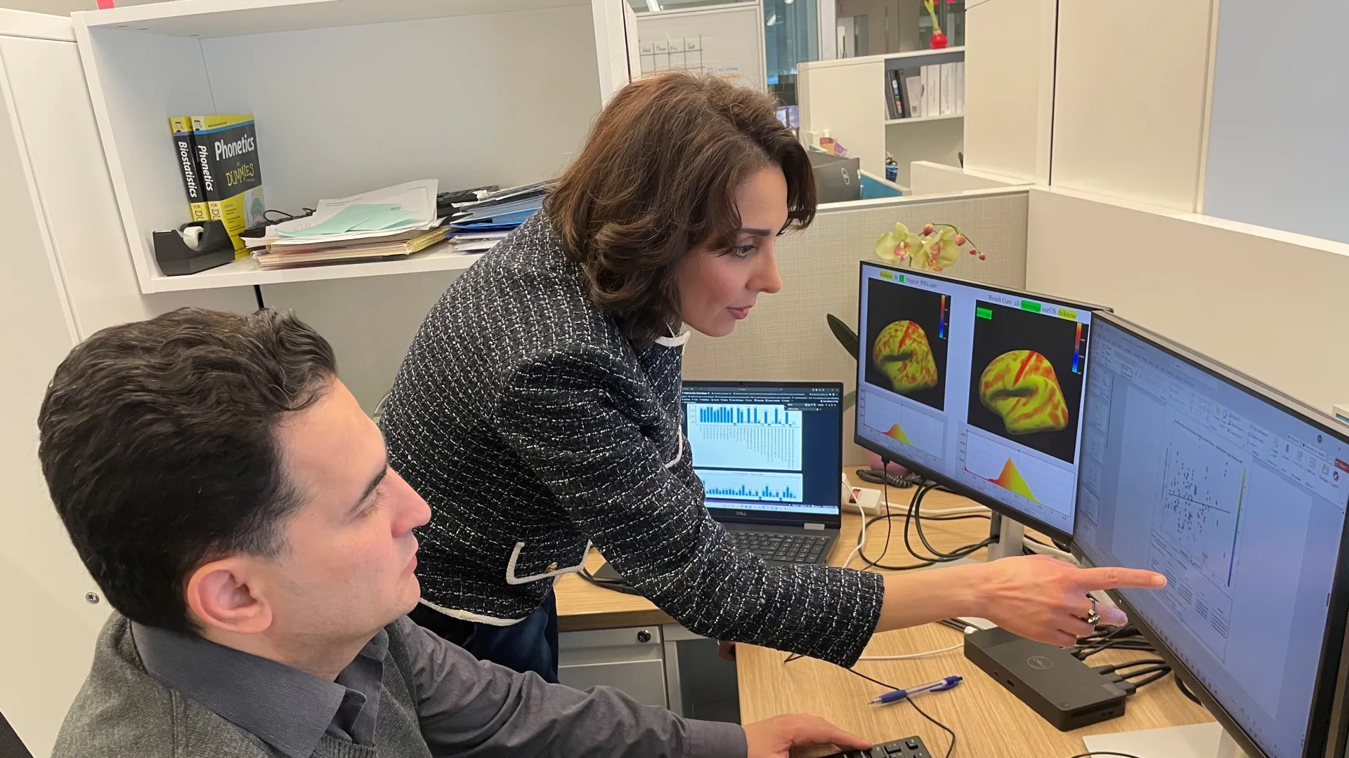 researcher with assistant 