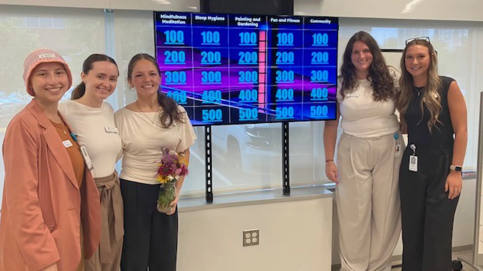 Second-year Occupational Therapy students created a Jeopardy-style game during the OT Leisure Wellness Group for clients