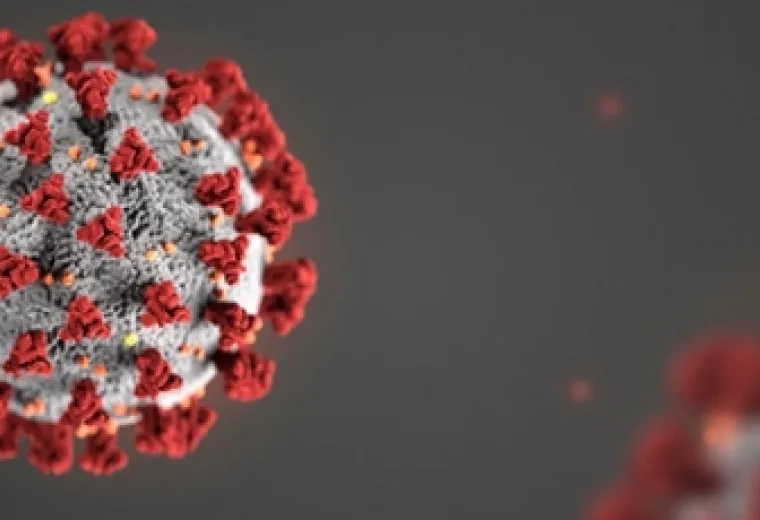 coronavirus molecule in red