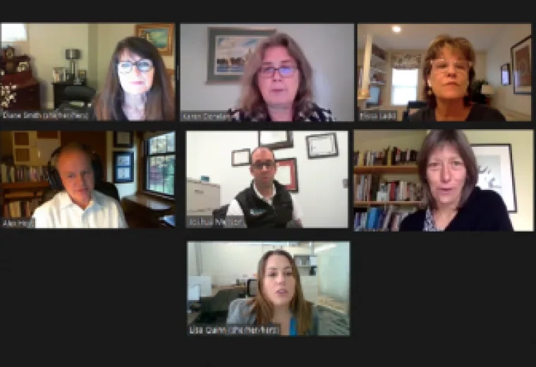 left to right, first row) Diane Smith, Karen Donelan, Elissa Ladd (second row) Alex Hoyt, Joshua Merson, Kathy Simmonds (bottom) Lisa Quinn