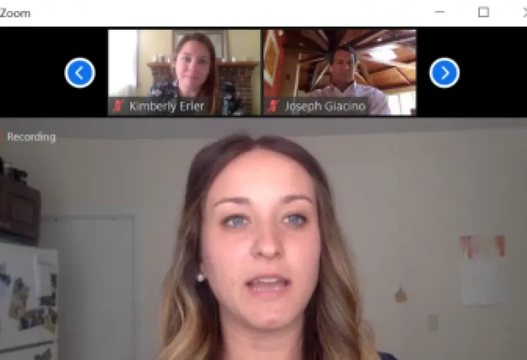 Student Alyssa Taubert presents on Zoom.