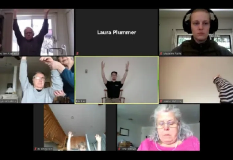 DPT students, working with Sanders IMPACT Practice Center Director Dr. Laura Plummer, put their clients through a group workout while Ionta Physical Therapy Center Manager Dr. Jane Baldwin (lower right) observes.