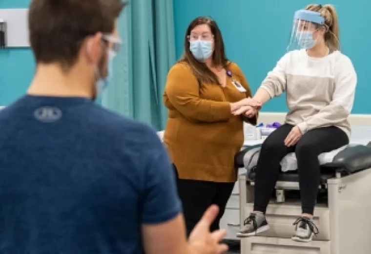 Meaghan Clapp, MHSc, PA-C, a PA instructor, leads a skills class