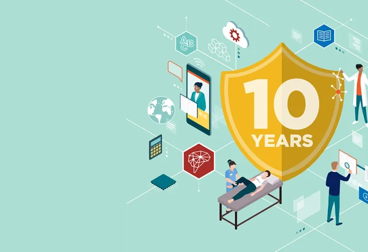 Image of the 10 Years Research logo