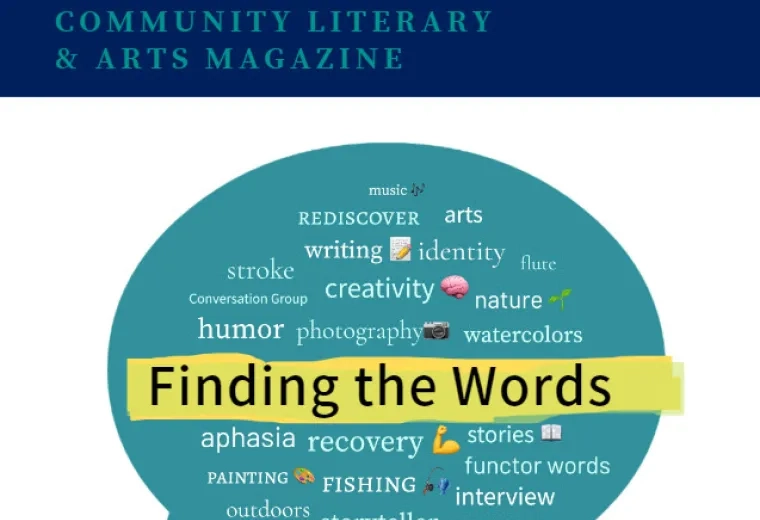 screenshot of magazine cover says aphasia center story collective: finding the words