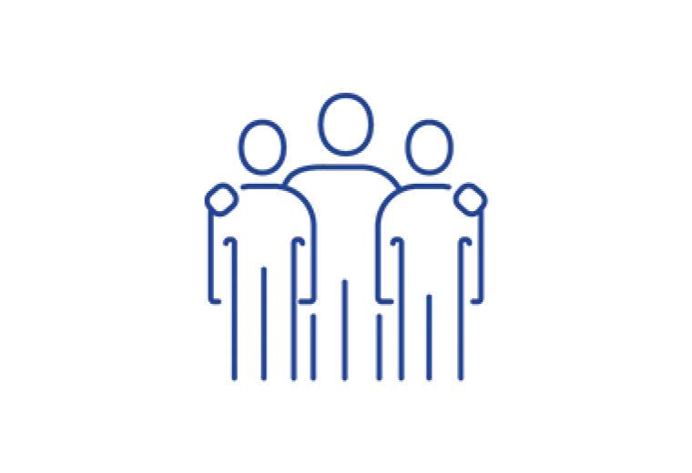 illustration of a person with their arms around two other people