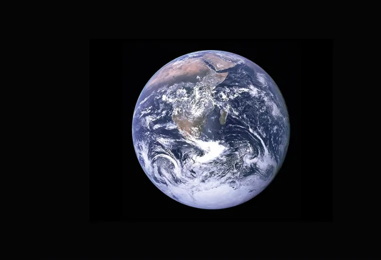 photo of the earth in black space