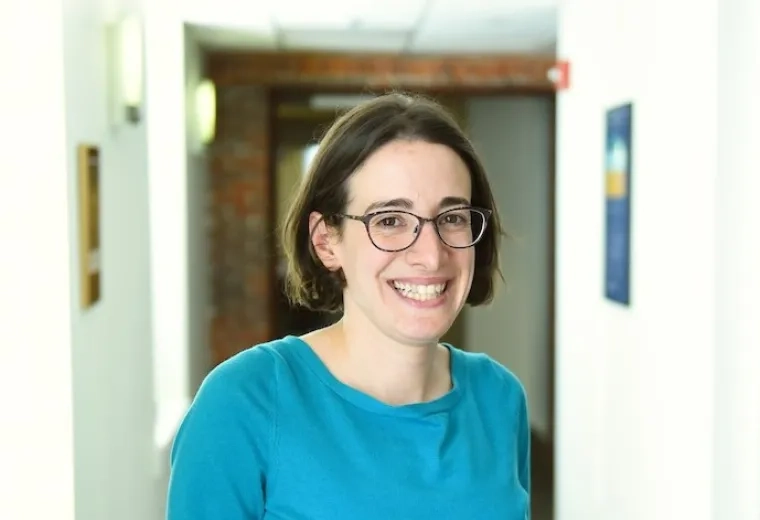 Rania Karim in blue shirt