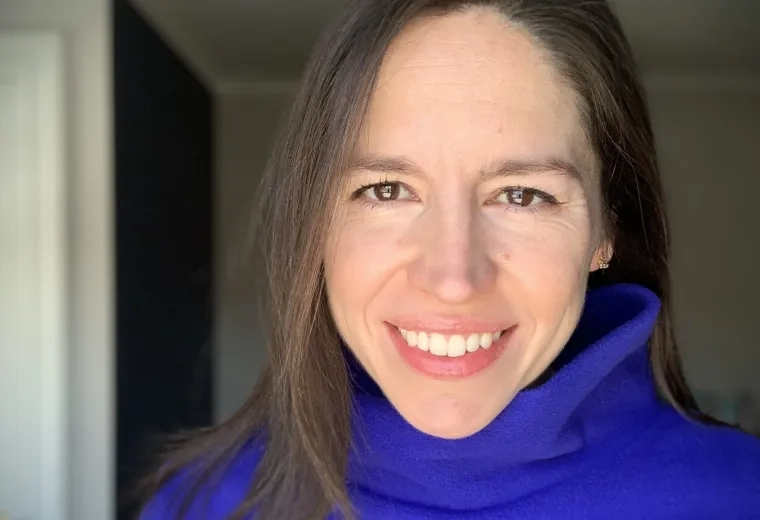 Sofia Vallila Rohter in purple turtleneck