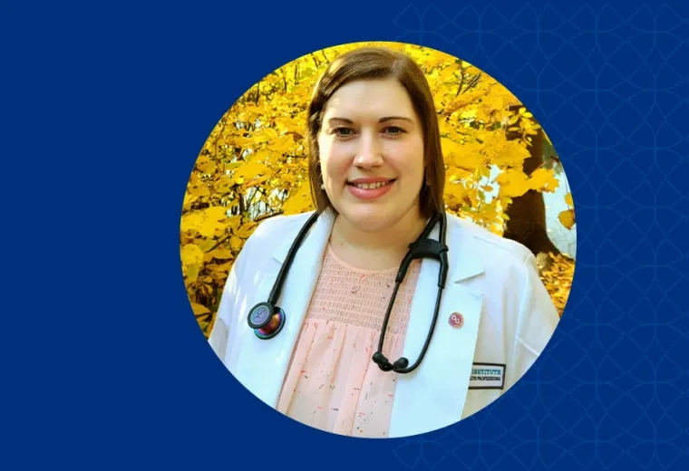 Kristen Kanoff in lab coat