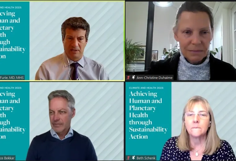 screenshot of a 4 way split screen with speakers greg, ann-christine, beth and bruce