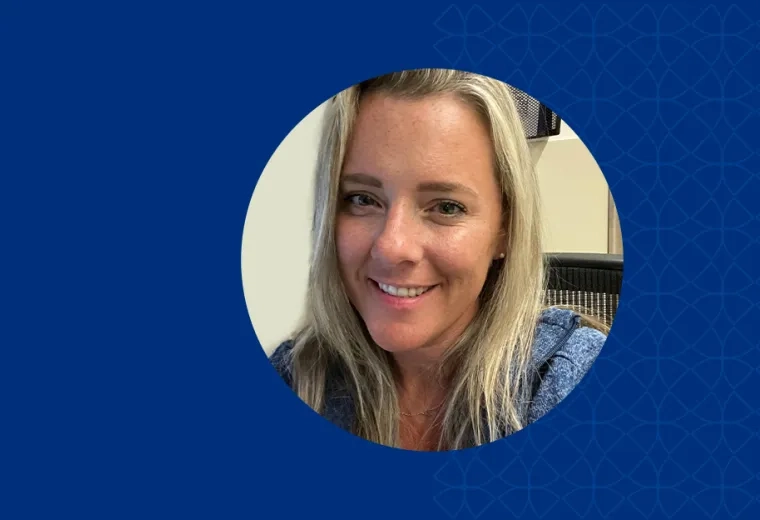 michelle has blonde hair and a casual head tilt