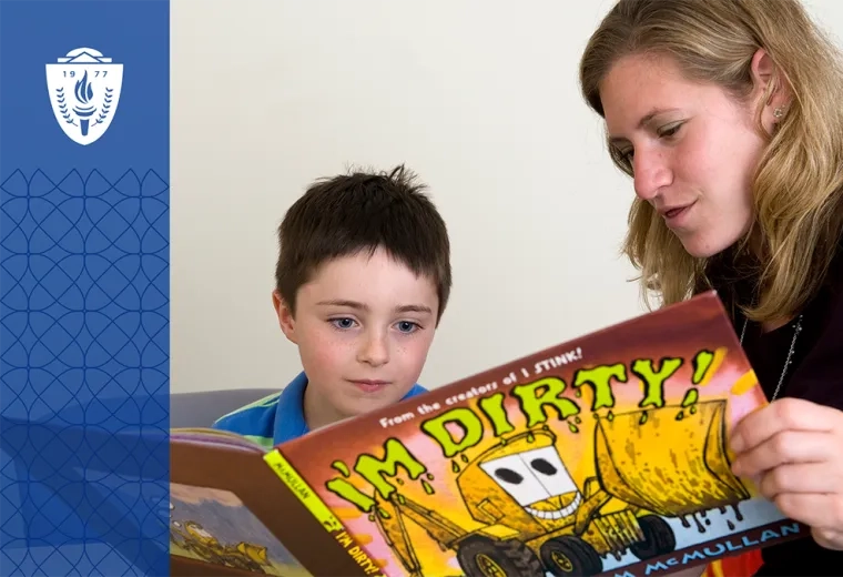woman reads to child