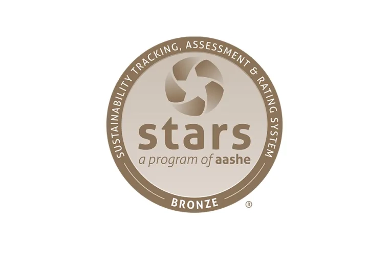 brown circle says stars: sustainability, tracking, assessment and rating system, a program of AASHE bronze