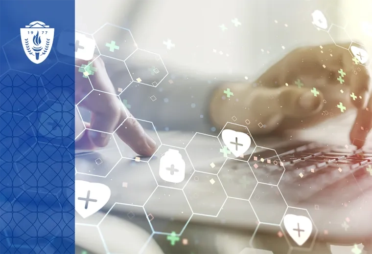 hands on a laptop analyzing big data