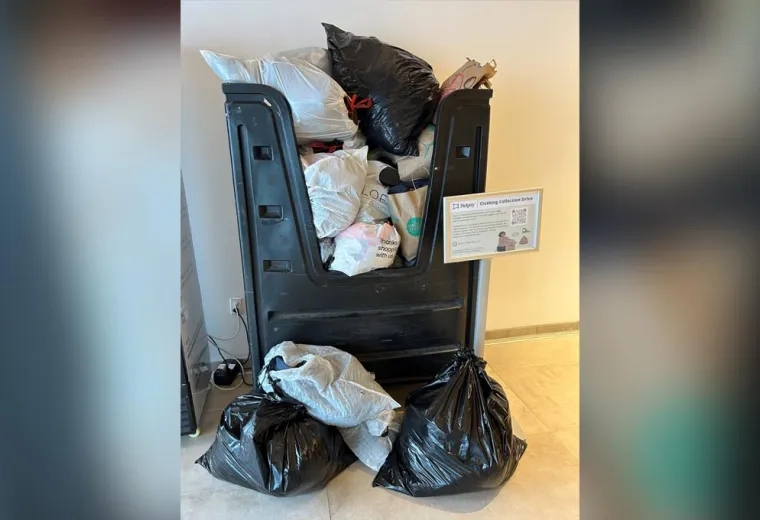 Plastic Bags are piled in a bin