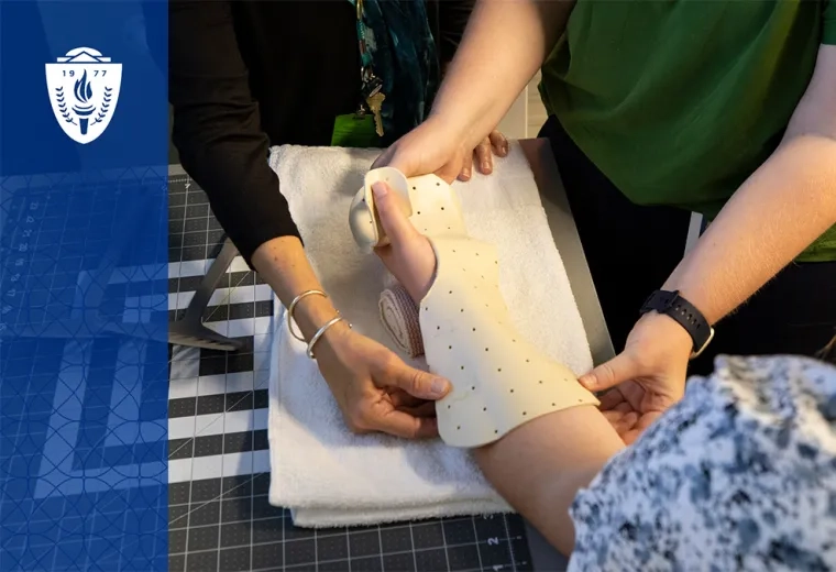 occupational therapy program students learn hands-on skills like splinting
