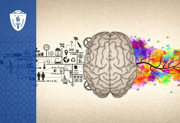 illustration of data going into a brain and being transformed on the other side into colorful tree branches
