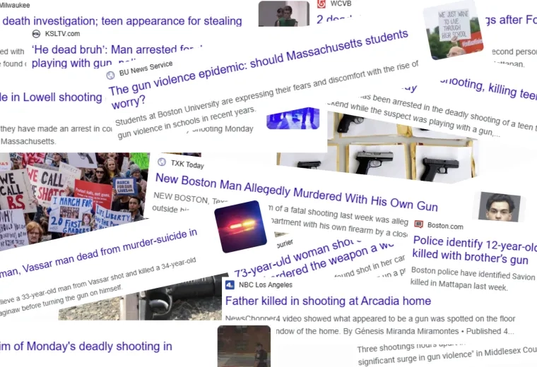 various headlines of guns