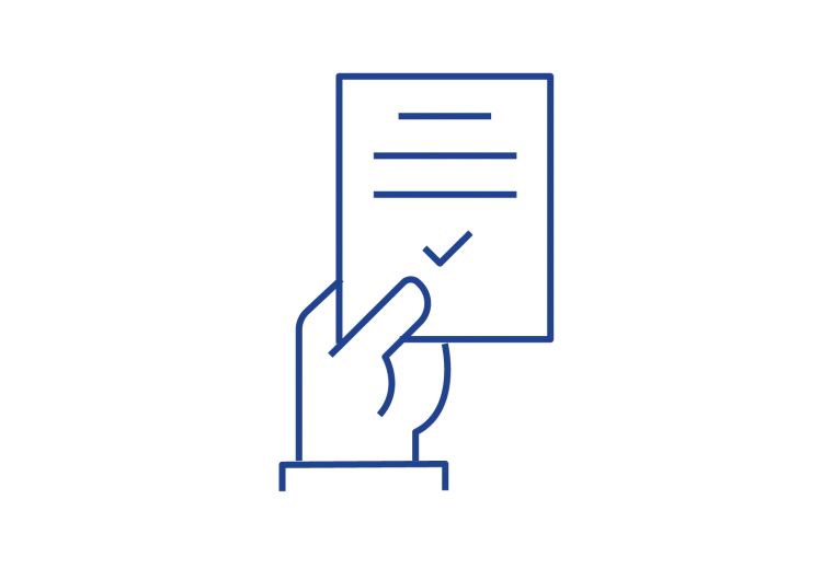 illustration of a hand holding a checked off piece of paper